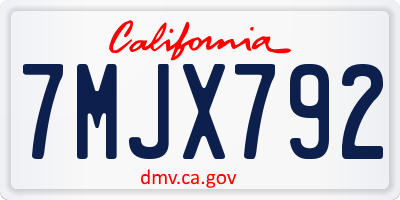 CA license plate 7MJX792