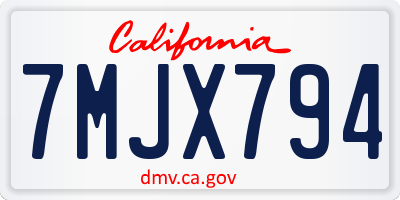 CA license plate 7MJX794