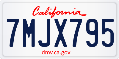 CA license plate 7MJX795
