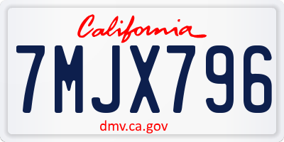 CA license plate 7MJX796
