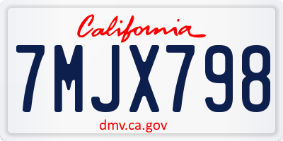 CA license plate 7MJX798