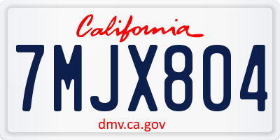 CA license plate 7MJX804