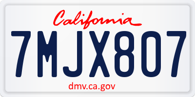CA license plate 7MJX807