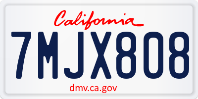 CA license plate 7MJX808