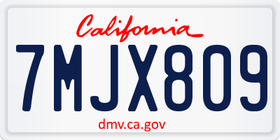 CA license plate 7MJX809