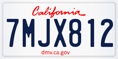 CA license plate 7MJX812