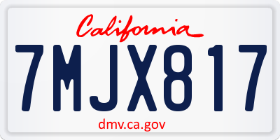 CA license plate 7MJX817