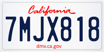 CA license plate 7MJX818