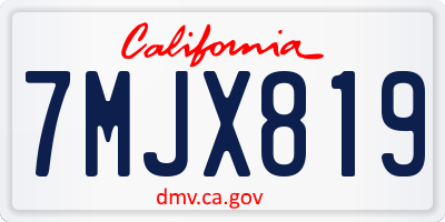 CA license plate 7MJX819