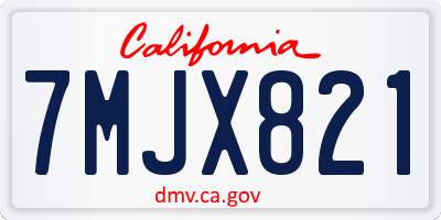 CA license plate 7MJX821