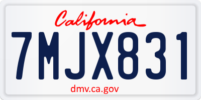 CA license plate 7MJX831