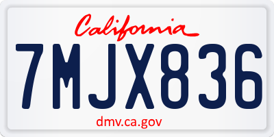 CA license plate 7MJX836