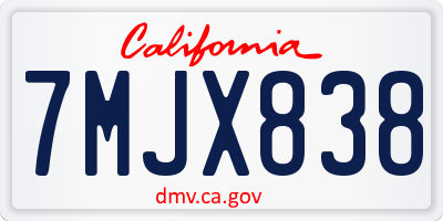 CA license plate 7MJX838