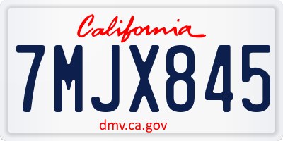 CA license plate 7MJX845