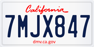 CA license plate 7MJX847