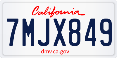 CA license plate 7MJX849