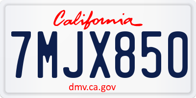 CA license plate 7MJX850