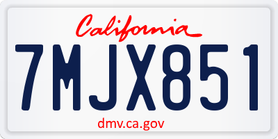 CA license plate 7MJX851