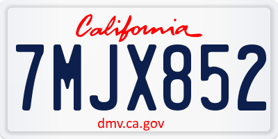 CA license plate 7MJX852