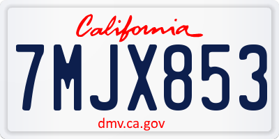 CA license plate 7MJX853