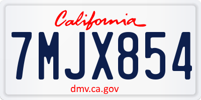 CA license plate 7MJX854