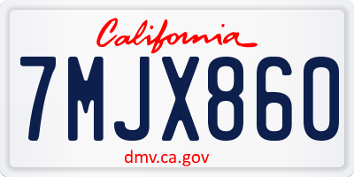 CA license plate 7MJX860