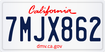 CA license plate 7MJX862