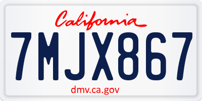 CA license plate 7MJX867