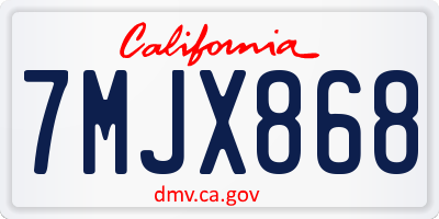 CA license plate 7MJX868