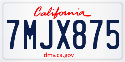 CA license plate 7MJX875