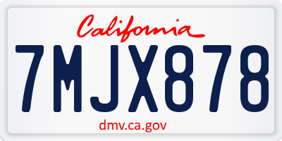 CA license plate 7MJX878