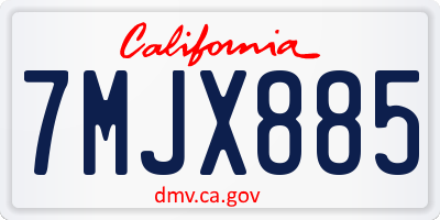 CA license plate 7MJX885