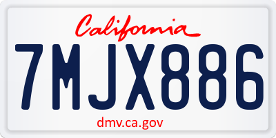 CA license plate 7MJX886