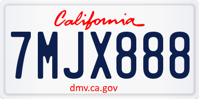 CA license plate 7MJX888