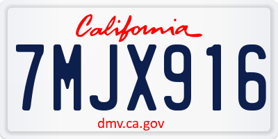 CA license plate 7MJX916