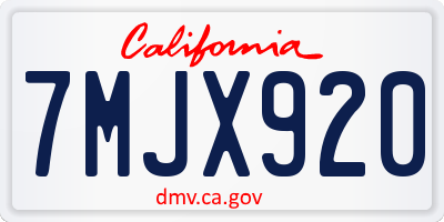 CA license plate 7MJX920