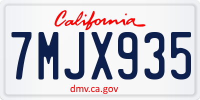 CA license plate 7MJX935