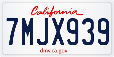 CA license plate 7MJX939