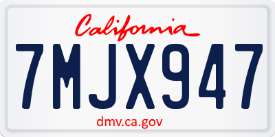 CA license plate 7MJX947