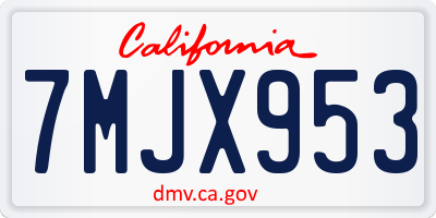 CA license plate 7MJX953