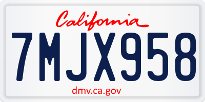 CA license plate 7MJX958