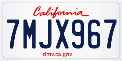 CA license plate 7MJX967