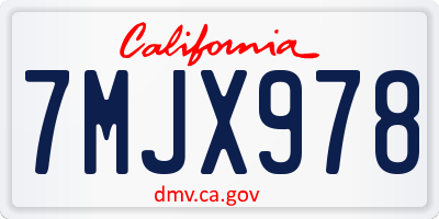 CA license plate 7MJX978
