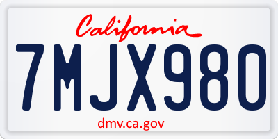 CA license plate 7MJX980