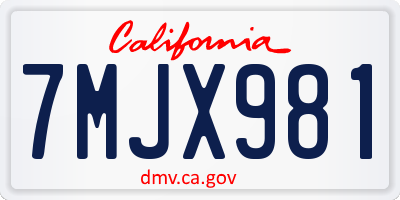 CA license plate 7MJX981