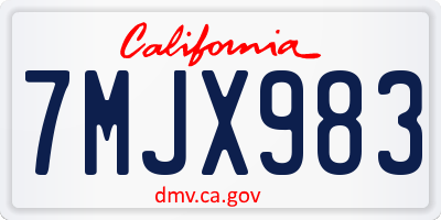 CA license plate 7MJX983