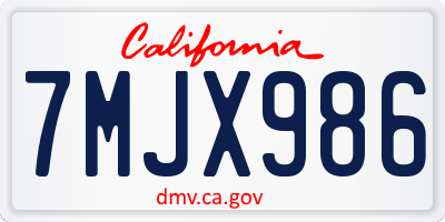 CA license plate 7MJX986