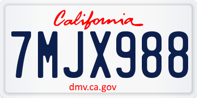 CA license plate 7MJX988