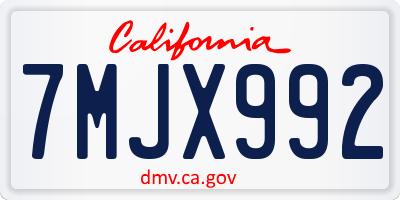 CA license plate 7MJX992