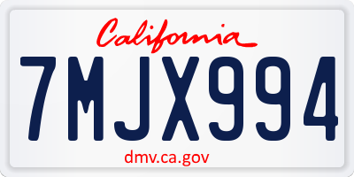 CA license plate 7MJX994